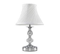 MiniSun | Modern Polished Chrome and Glass Touch Table Lamp with Pleated White Shade | Table Lamps, Home Décor & Improvement Essential | Includes Bulb [3000K Colour Temperature]