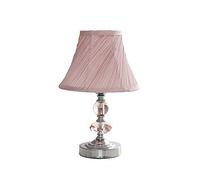 MiniSun | Modern Polished Chrome and Pink Touch Table Lamp with a Pleated Shade | Table Lamps, Home Décor & Improvement Essential