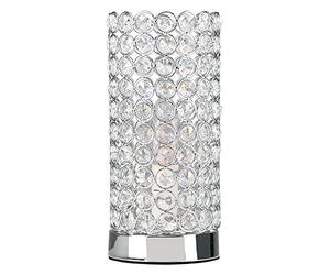 MiniSun | Modern Polished Chrome & Clear Acrylic Jewel Cylinder Touch Table Lamp | Table Lamps & Home Improvements Essential