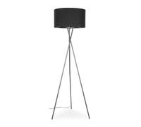 MiniSun | Modern Polished Chrome Floor Lamp with a Dark Grey Shade | Floor Lamps & Torchieres, Home Décor & Improvement Essential | Includes 6W LED Bulb [3000K Warm White]