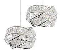 MiniSun | Modern Polished Chrome Intertwined Rings Design Ceiling Light Shades | Pendant Lights, Home Décor & Improvement Essential | Set of 2 | 300mm Shade Width