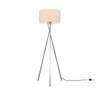 MiniSun | Modern Polished Chrome Metal Tripod Floor Lamp with a Cream Shade | Home Décor, Bedside & Desk Lamp