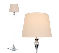 MiniSun | Modern Polished Chrome Spindle Design Floor Lamp with a Beige Tapered Shade | Floor Lamps & Torchieres, Home Décor & Improvement Essential | Includes 10W LED Bulb [3000K Warm White]