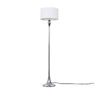 MiniSun | Modern Polished Chrome Spindle Design Floor Lamp with a White Cylinder Shade | Floor Lamps & Torchieres, Home Décor & Improvement Essential