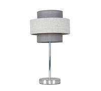 MiniSun | Modern Polished Chrome Touch Table Lamp with a Grey Herringbone Shade | Table Lamps, Home Décor & Improvement Essential | Includes 5W LED Bulb [3000K Warm White]