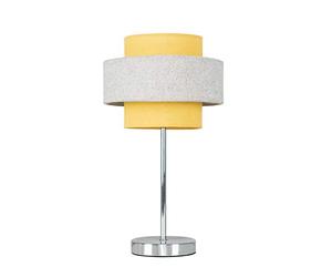 MiniSun | Modern Polished Chrome Touch Table Lamp with a Mustard and Grey Herringbone Shade | Table Lamps, Home Décor & Improvement Essential