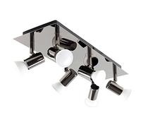 MiniSun | Modern Rectangular Black Chrome 6 Way Adjustable GU10 Ceiling Spotlight | Ceiling Lights & Home Improvements Essential
