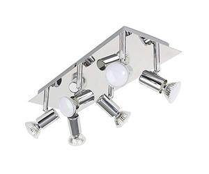 MiniSun | Modern Rectangular Silver Chrome 6 Way Adjustable GU10 Ceiling Spotlight | Ceiling Spots, Home Décor & Improvement Essential