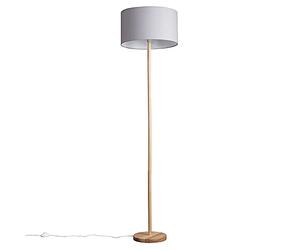 MiniSun | Modern Scandi Floor Lamp in a Light Wooden Finish with a Cool Grey Drum Shade | Floor Lamps & Torchieres, Home Décor, Improvement & Lifestyle Essential