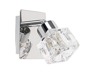 MiniSun | Modern Silver Chrome and Glass Ice Cube Wall Light | Home Décor, Bedside & Desk Lamp