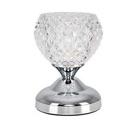 MiniSun | Modern Silver Chrome and Glass Touch Table Lamp | Table Lamps, Home Décor & Improvement Essential | Includes 3W LED Bulb [3000K Warm White]