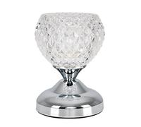 MiniSun | Modern Silver Chrome & Decorative Glass Bedside Touch Table Lamp | Table Lamps & Home Improvements Essential