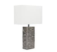 MiniSun | Modern Silver Ripple Effect Table Lamp with a White Light Shade | Table Lamps, Home Décor & Improvement Essential