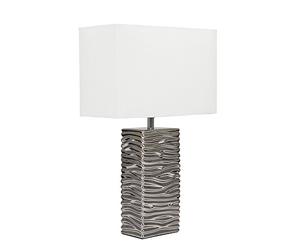 MiniSun | Modern Silver Ripple Effect Table Lamp with a White Light Shade | Table Lamps, Home Décor & Improvement Essential