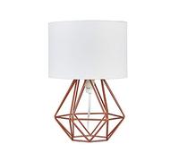 MiniSun | Modern Small Copper Metal Basket Cage Table Lamp with a White Fabric Shade | Table Lamps, Home Décor & Improvement Essential