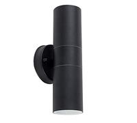 MiniSun | Modern Stainless Steel Black External Up/Down Security Wall Light | Outdoor Wall Lights, Home Décor & Improvement Essential | Includes Bulb [3000K Warm White]
