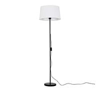 MiniSun | Modern Standard Floor Lamp in a Black Metal Finish with a Faux Linen White Tapered Shade | Floor Lamps & Torchieres, Home Décor & Improvement Essential | Includes Bulb [3000K Warm White]