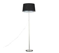 MiniSun | Modern Standard Floor Lamp in a Brushed Chrome Metal Finish with a Black Shade | Floor Lamps & Torchieres, Home Décor & Improvement Essential