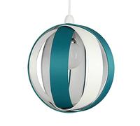 MiniSun | Modern Turquoise/Teal and Cream Fabric Cocoon Style Ceiling Light Shade | Pendant Lights, Home Décor & Improvement Essential | 290mm Shade Width