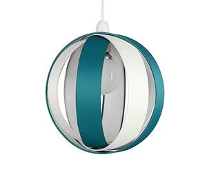 MiniSun | Modern Turquoise/Teal and Cream Fabric Cocoon Style Ceiling Light Shade | Pendant Lights, Home Décor & Improvement Essential | 29cm Shade Width