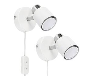 MiniSun | Modern White and Chrome Single Adjustable Wall Spotlights | Wall Spotlights, Home Décor & Improvement Essential | Set of 2