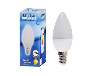 MiniSun | Pack of 10 Thermal Plastic 5w High Power Dimmable LED SES E14 40w Replacement Frosted Opal Candle Bulbs - 3000K Warm White | Bulbs & Home Improvements Essential