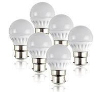 6 Pack B22 White Thermal Plastic Globe LED 4W Warm White 2700K 400lm Light Bulb ValueLights White One Size
