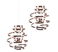 MiniSun | Pair of Contemporary Copper Metal Double Ribbon Spiral Swirl Ceiling Light Shades | Shades & Home Improvements Essential | 300mm Shade Width
