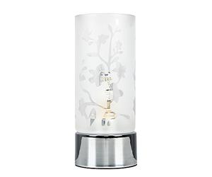 MiniSun Pair of - Floral Design Glass/Polished Chrome Touch Table Lamps