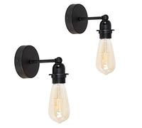 MiniSun | Pair of - Industrial Steampunk Style Satin Black Pipework Single Wall Lights | Wall Lights & Home Improvements Essential