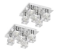 MiniSun | Pair of - Modern Chrome Ice Cube 5 Way Flush Ceiling Spotlights - Complete with 10 x 3w Energy Saving G9 LED Light Bulbs | Ceiling Lights & Home Improvements Essential