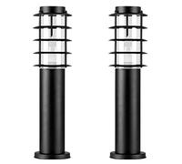 MiniSun | Pair of Modern IP44 Rated Outdoor Black Stainless Steel Bollard Lantern Light Posts | Outdoor Lights & Home/Garden Improvements Essential |