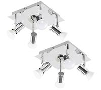 MiniSun | Pair of - Modern Square Chrome 4 Way GU10 Ceiling Spotlights | Ceiling Lights & Home Improvements Essential
