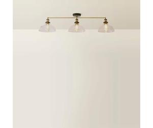 MiniSun | Retro 3 Way Black & Gold Steampunk Ceiling Light Fitting with Wide Clear Glass Light Shades | Ceiling Lighting, Home Décor & Improvement Essential | Mains Wired