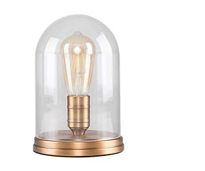 MiniSun | Retro Aged Brass Effect Metal Base and Clear Glass Dome Table Lamp | Table Lamps, Home Décor & Improvement Essential | Includes 4W LED E27 Light Bulb with 2700K Colour Temperature