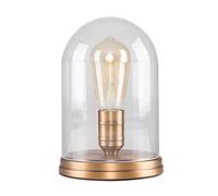 MiniSun | Retro Aged Brass Effect Metal Base and Clear Glass Dome Table Lamp | Table Lamps & Home Improvements Essential