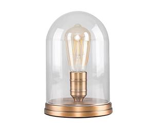 MiniSun | Retro Aged Brass Effect Metal Base and Clear Glass Dome Table Lamp | Table Lamps & Home Improvements Essential