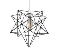MiniSun | Retro Matt Black Geometric Star Design Ceiling Light Shade | Pendant Lights, Home Décor & Improvement Essential | Includes 4W LED Bulb [2700K Warm White] | 300mm Shade Width
