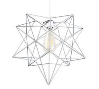 MiniSun | Retro Matt Grey Geometric Star Design Ceiling Light Shade | Pendant Lights, Home Décor & Improvement Essential | Includes 4W LED Bulb [2700K Warm White] | 300cm Shade Width