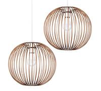 MiniSun | Retro Metal Basket Style Globe Ceiling Light Shades in a Copper Effect Finish | Pendant Lights, Home Décor & Improvement Essential | Set of 2