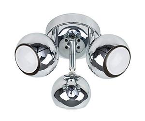 MiniSun | Retro Silver Chrome 3 Way Round Plate Adjustable Eyeball Ceiling Spotlight | Ceiling Spots, Home Décor & Improvement Essential | Includes 5W LED Bulbs [6500K Cool White] | Mains Wired