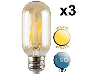MiniSun | Retro Style 4w LED Filament ES E27 Radio Valve Amber Tubular Bulbs | LED Bulbs, Home Décor & Improvement Essential | Pack of 3 | Includes Bulb [2700K Warm White]