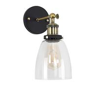 MiniSun | Retro Style Antique Brass & Black Metal Adjustable Knuckle Joint Wall Light | Wall Spotlights, Home Décor & Improvement Essential | Includes Bulb
