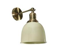 MiniSun | Retro Style Antique Brass Wall Light with a Cream Dome Shade | Home Décor, Bedside & Desk Lamp | Mains Wired