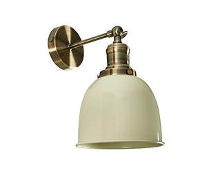 MiniSun | Retro Style Antique Brass Wall Light with a Gloss Cream Dome Shade | Wall Spotlights, Home Décor & Improvement Essential | Includes 4W LED Bulb [2700K Warm White] | Mains Wired
