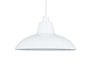 MiniSun | Retro Style Gloss White Metal Ceiling Light Shade | Pendant Lights, Home Décor & Improvement Essential | Includes 10W LED Bulb [3000K Warm White] | 28.8cm Shade Width