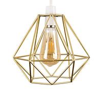 MiniSun | Retro Style Gold Metal Basket Ceiling Light Shade | Pendant Lights, Home Décor & Improvement Essential | Includes 4W LED Bulb [2700K Warm White] | 235mm Shade Width