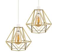 MiniSun | Retro Style Gold Metal Basket Ceiling Light Shades | Pendant Lights, Home Décor & Improvement Essential | Set of 2 | 23.5cm Shade Width
