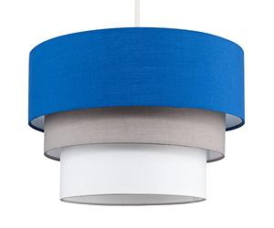 MiniSun | Round Modern 3 Tier Fabric Ceiling Pendant Light Shade in Blue | Pendant Lights, Home Décor & Improvement Essential | Includes 10W GLS Bulb | 30cm Shade Width