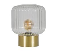 MiniSun | Satin Gold Base Table Lamp with a Clear Glass Textured Light Shade | Table Lamps, Home Décor & Improvement Essential